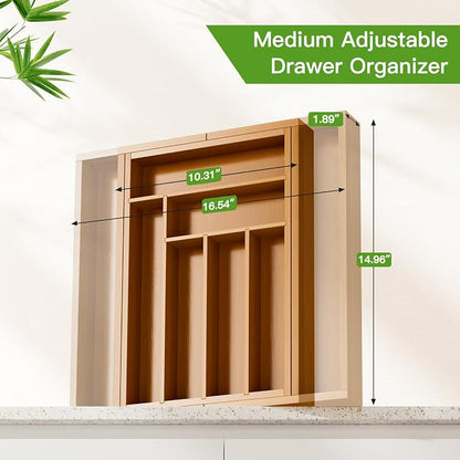 Pipishell Bamboo Expandable Drawer Organizer - Image 2