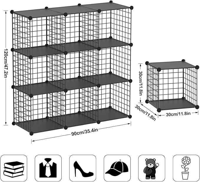 TUMUCUTE Wire Cube Storage Organizer, 9-Cube Metal Storage Shelves Bookshelf - Image 3