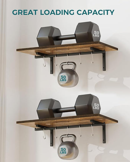 OROPY 2 Pack Wooden 23.6'' Pot Pan Hanging Rack Wall Mounted - Image 5
