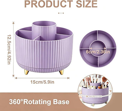 360° Rotating Makeup Brush Holder Organizer, Spinning Skincare Storage Carousel - Image 2