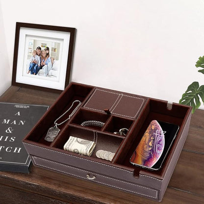 Baoyun Valet Tray for Men, 2 Layers Nightstand Organizers for Men and Women - Image 8