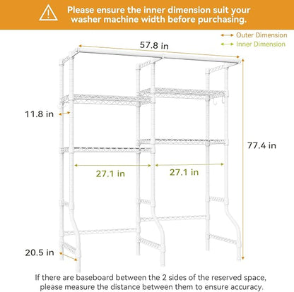 U14 Medium Over the Washer and Dryer Shelves, 4 Tiers Laundry Room Storage and - Image 3