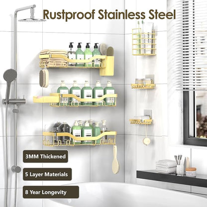 NESOMI Shower Caddy Adhesive Shower Organizer 8-Pack, Rustproof Stainless Steel - Image 5