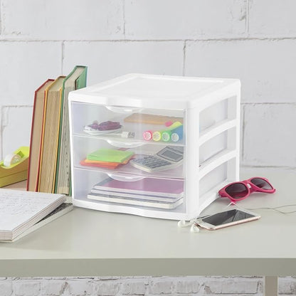 3 Drawer Clear Plastic Storage Drawer Unit – Stackable Countertop Desktop - Image 2