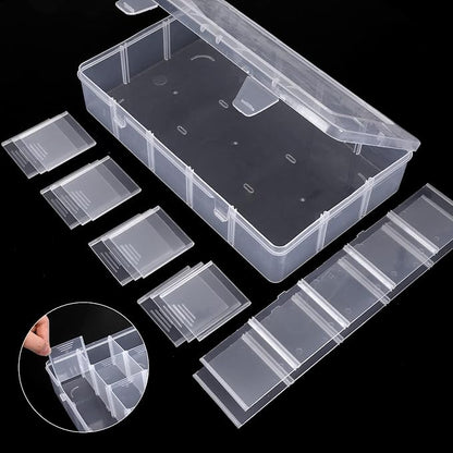 Bead Organizer Storage 3 Pack 15 Grid Clear Plastic Tackle Box Adjustable | - Image 3
