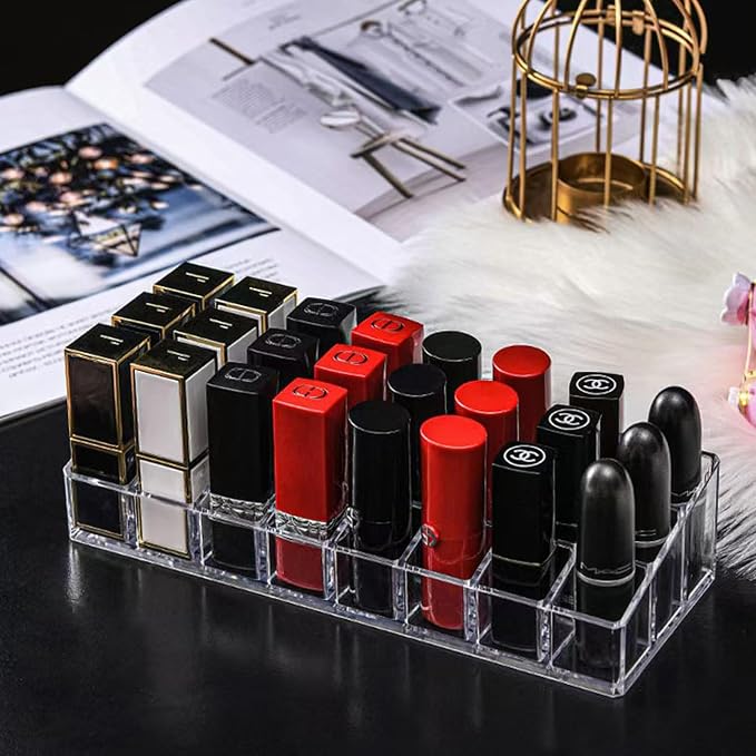 Clear Acrylic Lipstick Lip Gloss Organizer 12 Slots Comestic Display Holder - Image 5