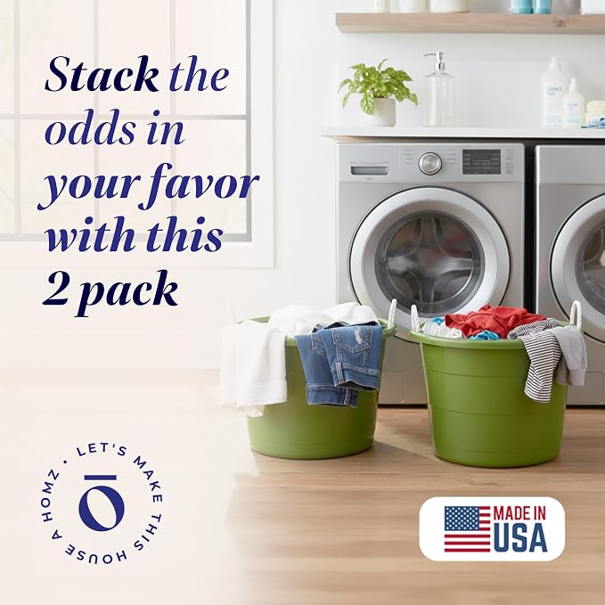 Homz 2 Pack of 17 Gallon Storage Buckets, Durable Plastic Containers, Sturdy - Image 3