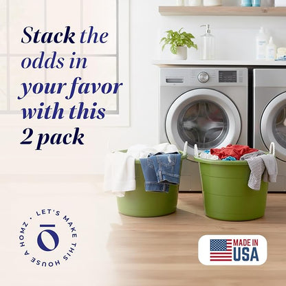 Homz 2 Pack of 17 Gallon Storage Buckets, Durable Plastic Containers, Sturdy - Image 3