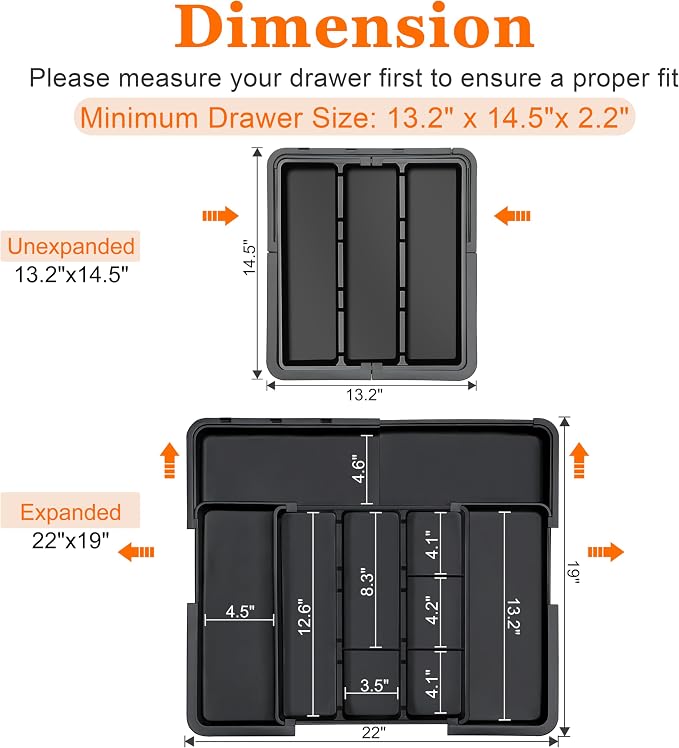 Spaclear Large Utensil Drawer Organizer Expandable Silverware Organizer - Image 2