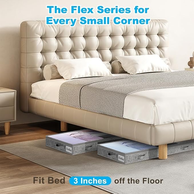 3 Inch Low Profile Under Bed Storage Drawer 2 Pack, Lightweight Underbed - Image 3