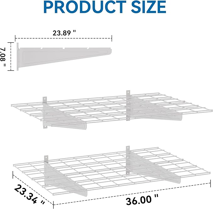 2-Pack 2x3ft Garage Wall Shelving, Heavy Duty Storage Shelves, 800lbs Load - Image 3
