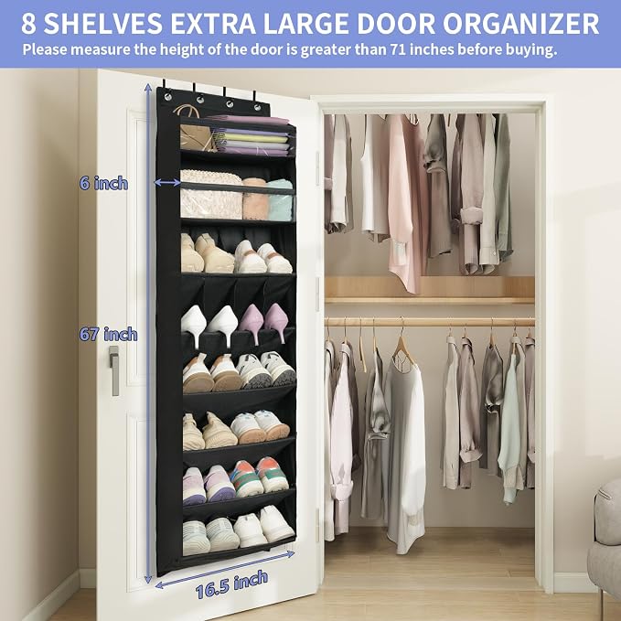FENTEC 1 Pack 8 Shelves Over The Door Shoe Organizer, Shoe Rack - Image 2