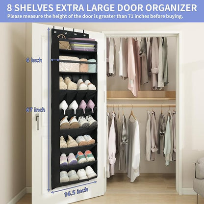 FENTEC 1 Pack 8 Shelves Over The Door Shoe Organizer, Shoe Rack - Image 2