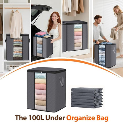 SpaceWhisper 6 Pack 100L Clothes Storage, Foldable Thick Fabric Blanket Storage - Image 6