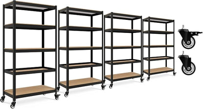HOMEDANT House 5-Tier Metal Rolling Cart Shelf Rack Casters Heavy Duty by TheBestOrganizingSolution