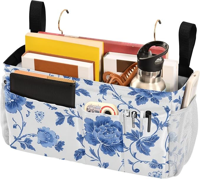 Flowers Blue and White Pattern Bedside Caddy - Image 3
