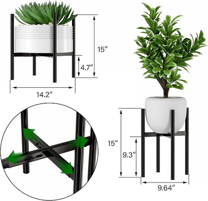EKNITEY Adjustable Plant Pot Stand: Indoor Outdoor Modern Flower Holder Metal - Image 6