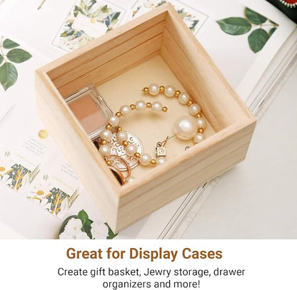CALPALMY (12 Pack 4'' x 4'' Rustic Wooden Box Storage Organizer Unfinished - Image 4