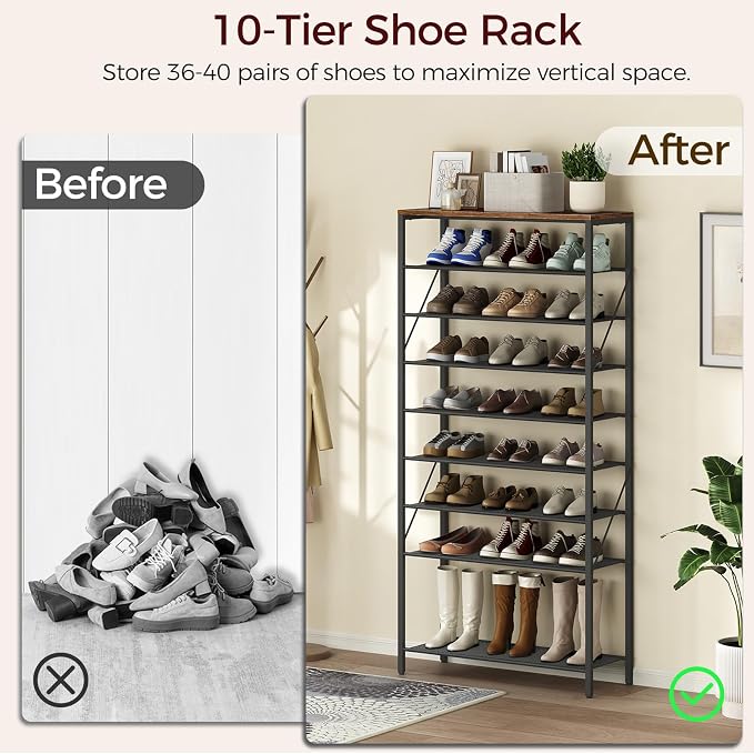 MAHANCRIS 10 Tier Shoe Rack Organizer - Image 4