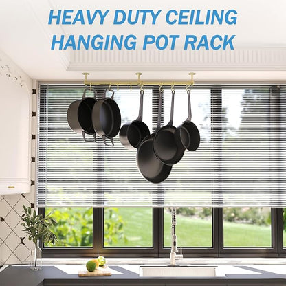 ROTHLEY Stainless Steel Hanging Pot Rack Hanger: 23.7 Inch Brass Pot and Pan - Image 5