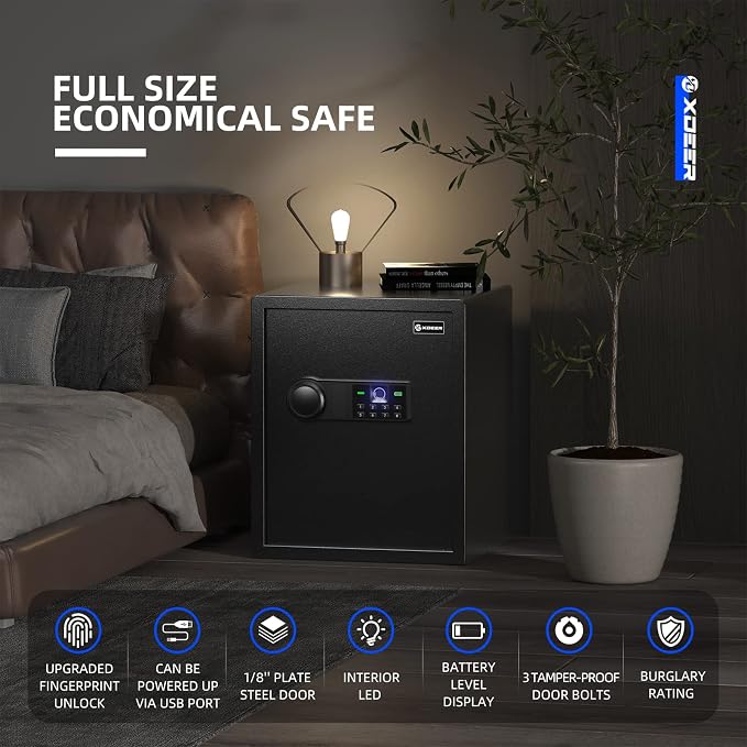 XDeer Biometric Safe Box, Quick-Access Security Safe Box - Image 3