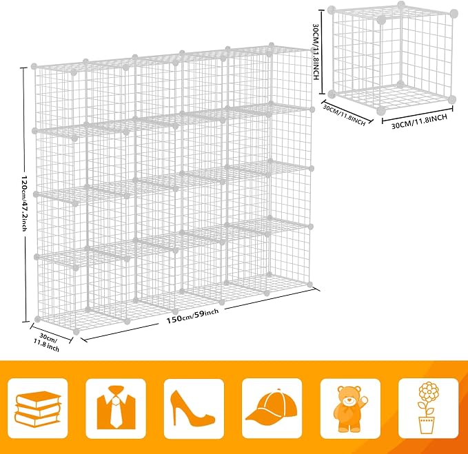 HUBSON Wire Cube Storage Organizer, Book/Toy/Craft/Potted Plants and petCloset - Image 3