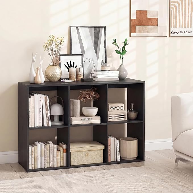 POWERSTONE 6 Cube Storage Organizer, 3 Tier Cubby Bookshelf Freestanding - Image 9