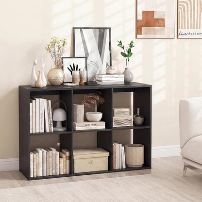POWERSTONE 6 Cube Storage Organizer, 3 Tier Cubby Bookshelf Freestanding - Image 9