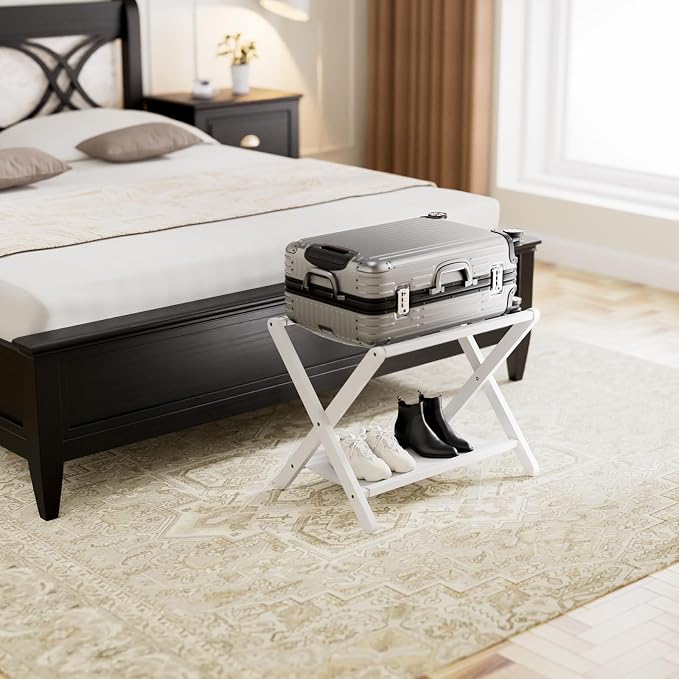 HITNET White Luggage Rack, Folding Suitcase Stand - Image 8