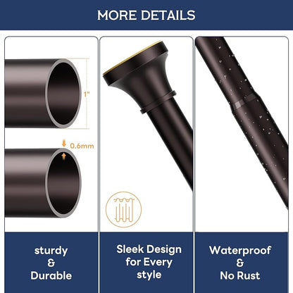 Adjustable Shower Curtain Rod 31-104 Inch, Never Rust Stainless Steel Brown - Image 7