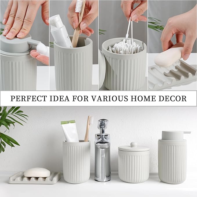 BosilunLife Light Grey Bathroom Accessories Set - Image 8