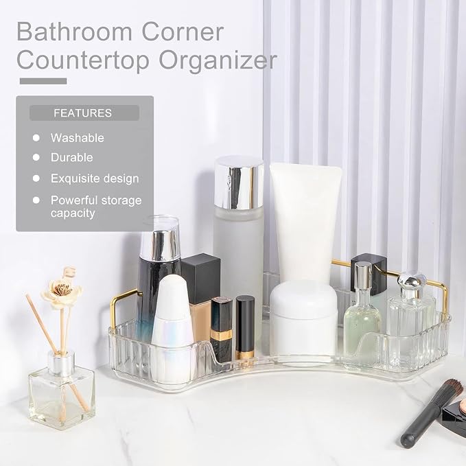 Corner Bathroom Countertop Organizer, Vanity Organizer Trays - Image 4