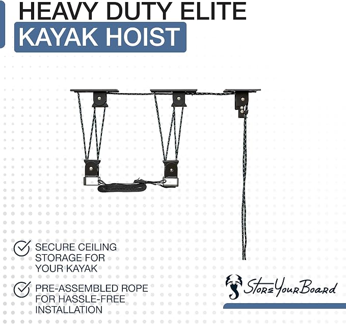 Teal Triangle Heavy Duty Elite Kayak Hoist, Easy-Lift Garage Pulley System - Image 3