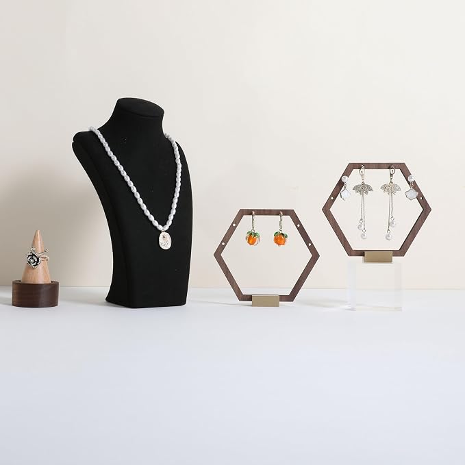 GemeShou 3pcs Wooden stud earring organizer holder, walnut earring hangers - Image 9