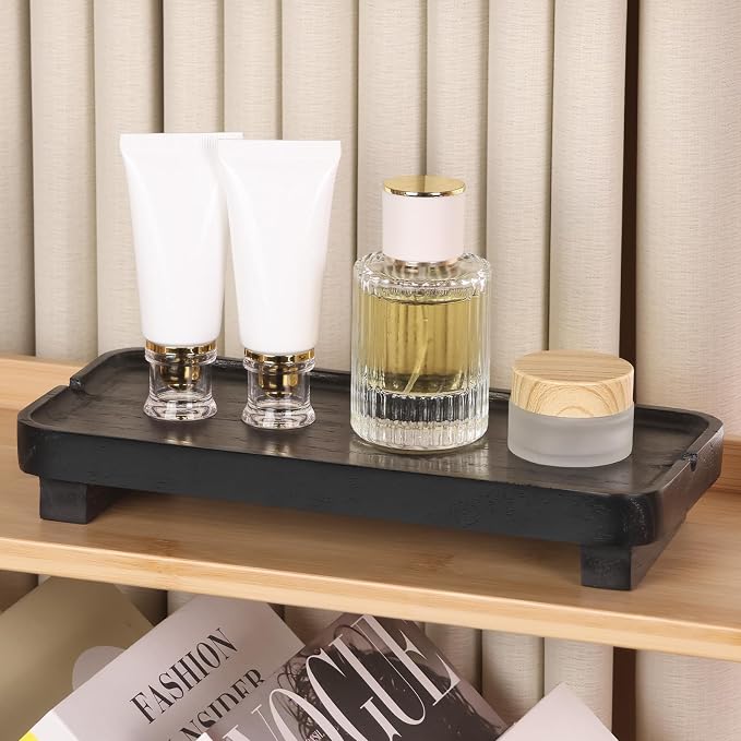 Wood Riser Small Decorative Tray Sink Soap Dish, Vanity Tray Pedestal Stand 10 - Image 6