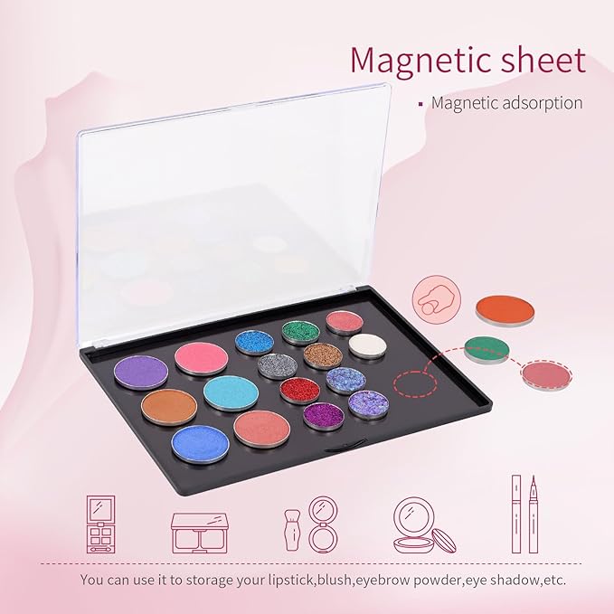 Magnetic Makeup Palette with Clear Top, Empty Eyeshadow Pan Dispensing Storage - Image 3