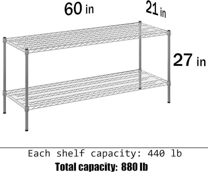 21" Deep x 60" Wide x 27" Height Wire Shelving Kit | 2-Tier | NSF Commercial - Image 3