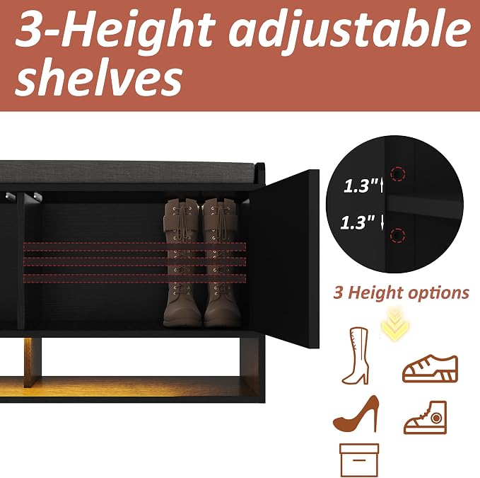 HOMEFORT 39.4" Fluted Shoe Storage Bench, Entryway Bench - Image 6