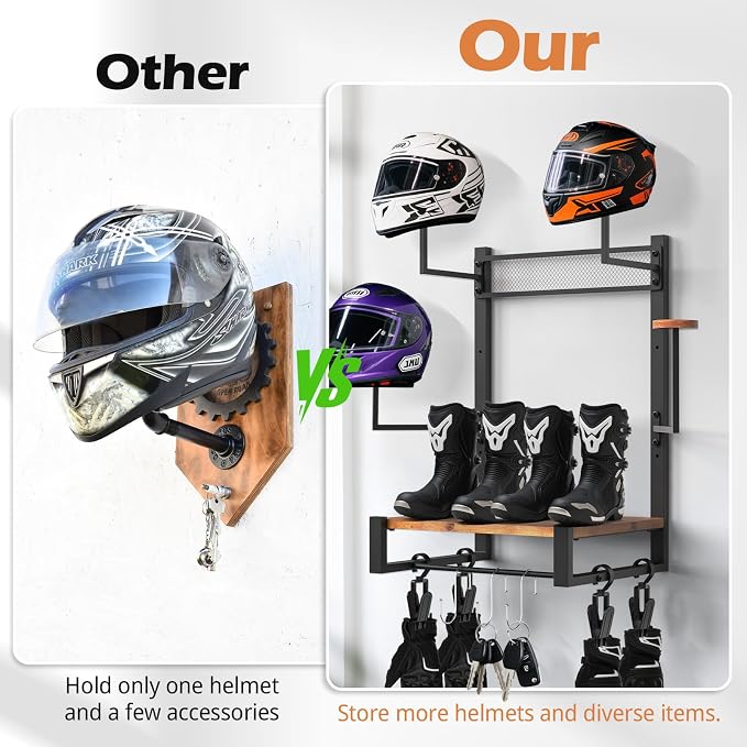 TheElves Motorcycle Helmet Holder Wall Mount, Heavy-Duty Helmet Rack - Image 4