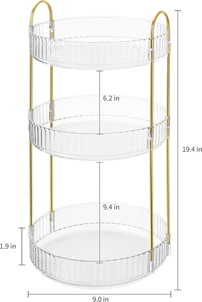 ROWNYEON 3-Tier Rotating Makeup Organizer, 360° Spinning Cosmetic Storage - Image 2