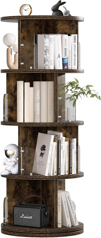 VECELO Rotating Bookshelf Tower, 360°Revolving Bookcase, Round Book Shelf by VECELO