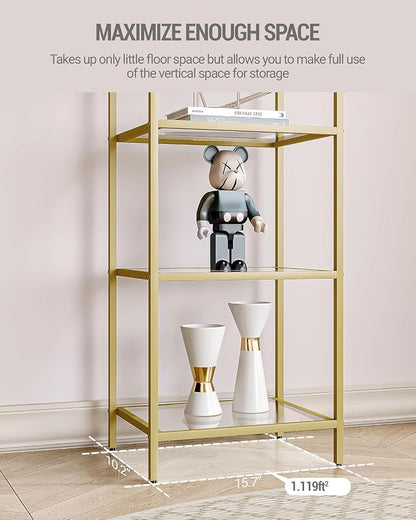 Hzuaneri Bookcase Bookshelf, Tempered Glass Bookshelves | Slim Shelving Unit - Image 6