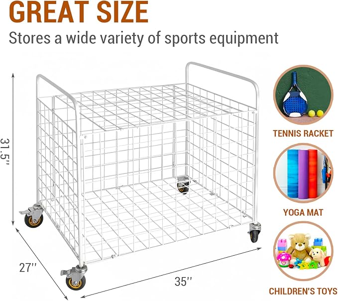 MyGift Professional Gym Metal Multi Sports Ball Storage Cart - Image 3