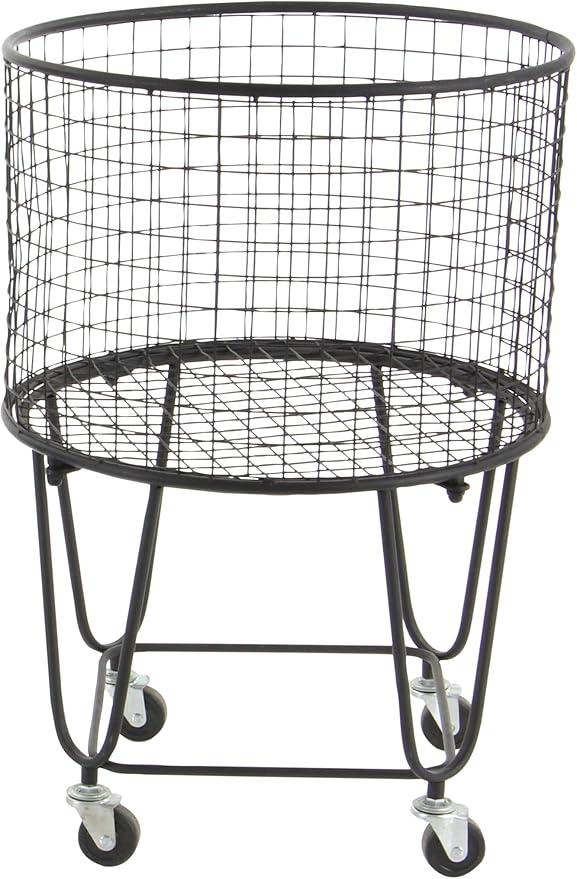CosmoLiving by Cosmopolitan Metal Storage Cart Deep Set Rolling Mesh Laundry - Image 4