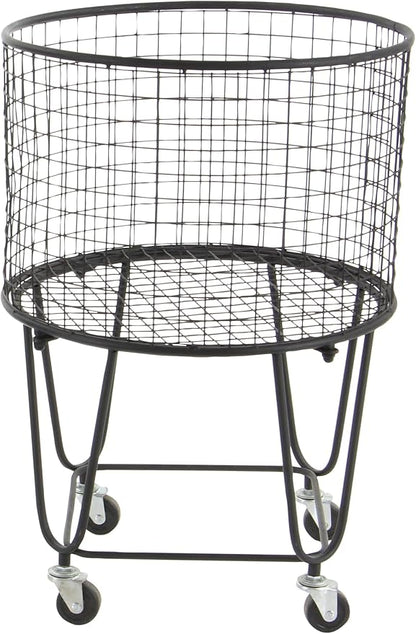 CosmoLiving by Cosmopolitan Metal Storage Cart Deep Set Rolling Mesh Laundry - Image 4
