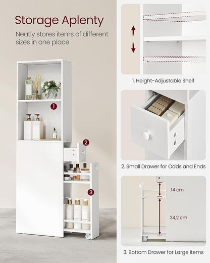 VASAGLE Slim Bathroom Storage Cabinet, Narrow Freestanding Cabinet - Image 4