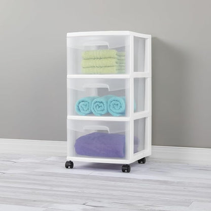 3 Drawer Rolling Plastic Storage Cart - Image 5