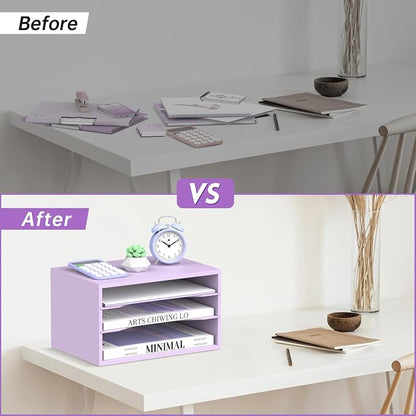 3 Tier Wood Desk Organizer, Paper Organizer - Image 6