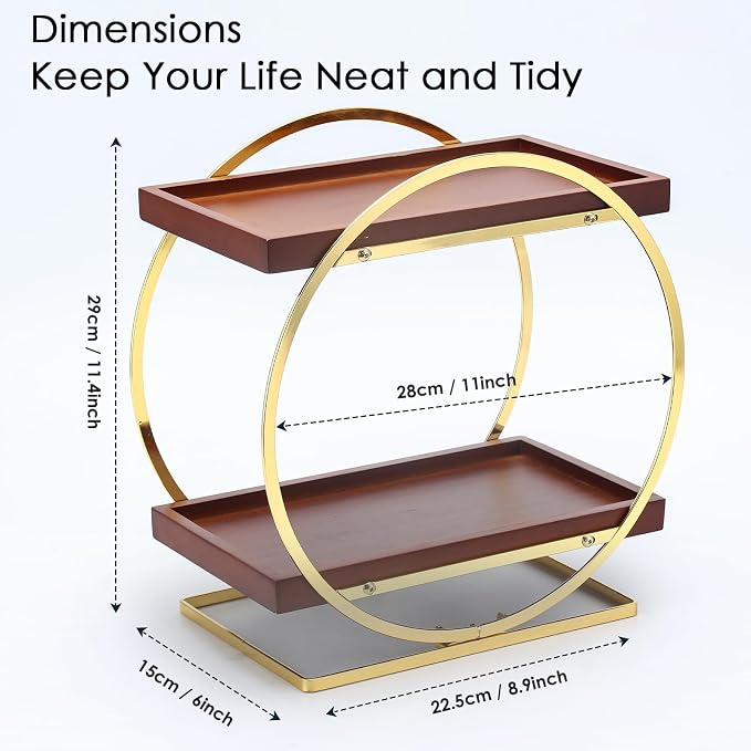 2-Tier Bathroom Counter Organizer, Wood Bathroom Organizer - Image 4