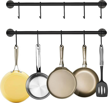 Black Steel-made Kitchen Utensil Rack Organizer Wall-mounted Pot Pan Wall by Conwithna